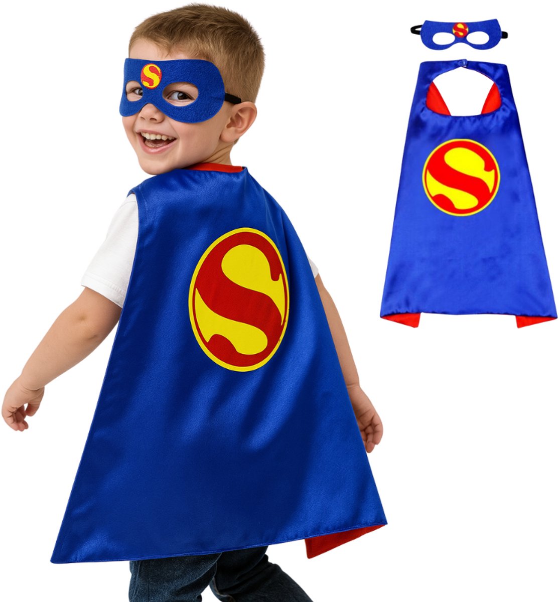 Joya Kids® Super man Cape en Masker Set | Super man Cape | carnavalskleding jongen | Masker | Superheld | kostuum Kinderen